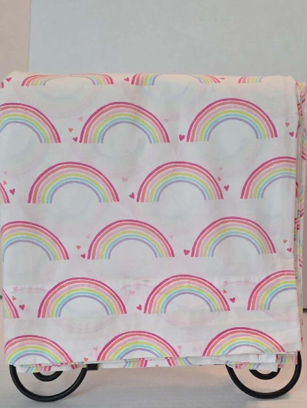 Pottery Barn Kids Rainbows Hearts Organic Cotton Full Flat Sheet